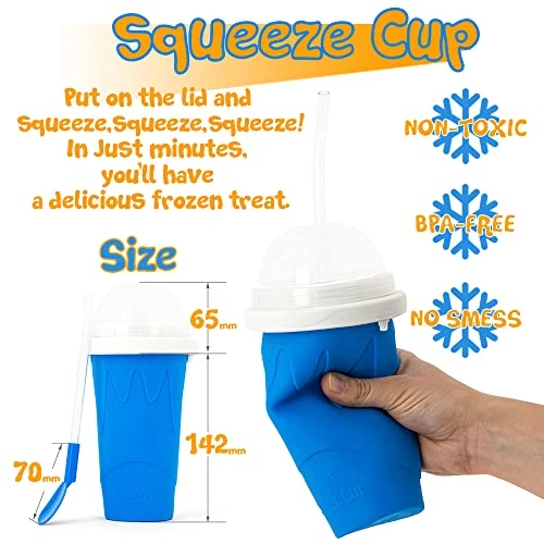 Slushie Maker Cup Squeeze Slushy - Magic Quick Frozen Smoothies Cups-Double Layer Silica Frappes Cup -Summer Cooler Homemade Milk Shake Ice Cream Maker Machine For Teens Adult And Family 6 Slushie Maker Cup Squeeze Slushy - Magic Quick Frozen Smoothies Cups-Double Layer Silica Frappes Cup -Summer Cooler Homemade Milk Shake Ice Cream Maker Machine For Teens Adult And Family - Image 4