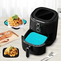 Air Fryer Liners - 8.5 Inch Square, Non-Stick Silicone Mat For Air Fryer, Reusable Air Fryer Mats, Air Fryer Accessories For Counter Heat Resistant And Microwave (2-Pack) -Wilton Shop 51QF14N80DS