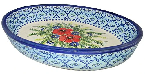 Polish Pottery Unikat Oval Baker Dish, Eva's Collection "Veronica" 3 Polish Pottery Unikat Oval Baker Dish, Eva's Collection "Veronica"