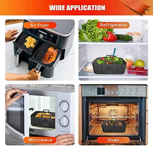 2 Packs Air Fryer Silicone Pot For Ninja Foodi Dual DZ201 DZ401, Food Grade Reusable Non Stick Replacement Silicone Air Fryer Liner Basket Bowl Accessories For Ninja 8 QT Air Fryer, Dishwasher Safe 8 2 Packs Air Fryer Silicone Pot For Ninja Foodi Dual DZ201 DZ401, Food Grade Reusable Non Stick Replacement Silicone Air Fryer Liner Basket Bowl Accessories For Ninja 8 QT Air Fryer, Dishwasher Safe - Image 6