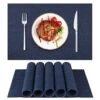 Placemat Set Of 6,Woven Placemats,Outdoor/Indoor Place Mats,Vinyl/Plastic Placemats, Washable Placemats,Table Placemats Set Of 6（Dark Blue） -Wilton Shop 51QUXHJhYGL