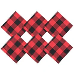 6 Buffalo Check Oversized Napkins (17x17 Inches) For Everyday Place Settings, Rustic Farmhouse Decor, Holidays, Family Dinners And BBQ's (Red Buffalo Check Plaid) -Wilton Shop 51QVJlBFzqL