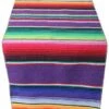 Mexican Serape Table Runner For Mexican Theme Party, Cinco De Mayo Fiesta Party, Day Of Death Decorations, Falsa Classic Striped Fringe Pattern Cotton Blanket, Purple,14x84 Inches -Wilton Shop 51QW8glbMwL