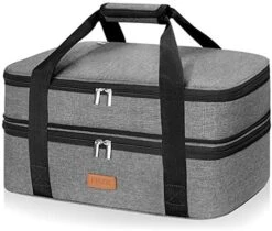 Double Decker Insulated Casserole Carrier For Hot Or Cold Food, Expandable Hot Food Carrier, Lasagna Holder Tote For Potluck Parties, Picnic, Beach, Fits 11 X 15 Or 9 X 13 Baking Dish (Blue) -Wilton Shop 51QWtISJFpL. AC