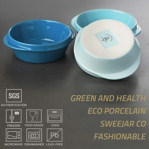 Porcelain Ramekins For Creme Brulee 10 Ounce,Integrated Double Handle Souffle Dishes For Baking,Ice Cream,Chicken Pot Pies,Oven Safe-Set Of 6(Similarcolour) 4 Porcelain Ramekins For Creme Brulee 10 Ounce,Integrated Double Handle Souffle Dishes For Baking,Ice Cream,Chicken Pot Pies,Oven Safe-Set Of 6(Similarcolour) - Image 2