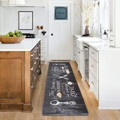 Anti Fatigue Comfort Kitchen Standing Desk Mat Decorative Ergonomic Floor Pad Kitchen Rug Waterproof Stain Resistance Non Slip Kitchen Set, 17.3''x27.6''+17.3''x47.2'', Eat Well -Wilton Shop 51QXcCdUXCL. AC
