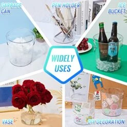 12 Pcs Plastic Ice Buckets With Handle Clear Wine Bucket Round Champagne Bucket Large Wine Cooler Bucket Portable Party Tubs For Drinks Chiller Bin For Beer Bottle With Handles (6.5 X 6.9 X 5.5 Inch) -Wilton Shop 51QaBuMyv3L