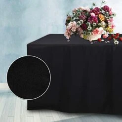 6 FT Rectangle Dinner Tablecloth Table Cover For Rectangular Table In Washable Polyester Great For Buffet Table, Parties, Birthday, Wedding Housewares (Black)