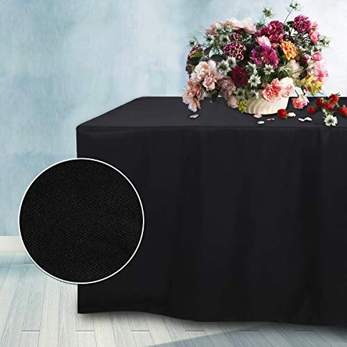 6 FT Rectangle Dinner Tablecloth Table Cover For Rectangular Table In Washable Polyester Great For Buffet Table, Parties, Birthday, Wedding Housewares (Black) 3 6 FT Rectangle Dinner Tablecloth Table Cover For Rectangular Table In Washable Polyester Great For Buffet Table, Parties, Birthday, Wedding Housewares (Black)