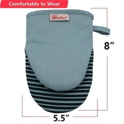 Mini Oven Mitts, Cook Mittens Yutat Silicone Oven Mitts With Quilted Liner Professionally Protect Your Hand During Baking Doing BBQ Or Carry Hot Pot Aqua Blue, 1 Pair -Wilton Shop 51R8ZJlnAiL