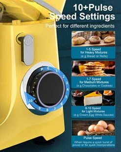 Angel Electric Stand Mixer, 5.5 Quarts, Dough Hook, Flat Beater, Wire Whisk Attachments, 10+P Speeds With Splash Guard, Yellow With DIY STICKERS