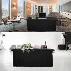 2 Pack 6ft Spandex Table Skirts Stretch Table Cover,One-Piece Wrinkle Resistant Fitted Tablecloth And Table Skirt For Rectangle Tables Tradeshows Weddings Banquets Parties Events Thanksgiving (Black) -Wilton Shop 51RLHNLJMIL