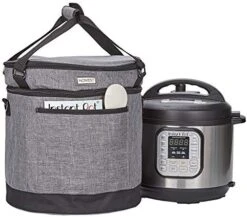 2 Compartments Carry Bag For 6 Quart Instant Pot, Pressure Cooker Travel Tote Bag Have Accessory Pockets For Spoon, Measuring Cup, Steam Rack, Insulated Carrier With Easy To Clean Lining, Grey -Wilton Shop 51RLWuiUfjL. AC