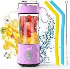 Portable Blender For Shakes And Smoothies, USB Rechargeable Mini Travel Electric Personal Size, With 13oz Blender Bottles, Powerful Motor, 6 Blades(Black) -Wilton Shop 51RNciGnglL. AC