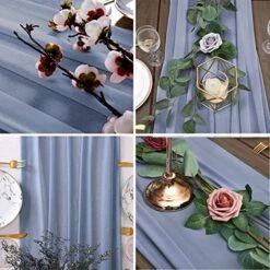 Chiffon Table Runner 28x120 Inches For Wedding Rustic Wedding Reception Bridal Shower Baby Shower Rustic Boho Holiday Birthday Party Decorations (28x120 Inches, Dusty Blue) -Wilton Shop 51RQKvcHxJL