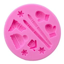 GENERIC Winter Collection Snowflakes House Gloves Snow Boots Silicone Candy Craft Cake Tools Christmas For Cookies (L-Pink, One Size)