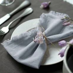 Handmade Cloth Napkins 100% Cotton Napkins With Fringe，Delicate Handmade Cloth Napkins For Dinners, Parties, Weddings And More，18 X 18 Inch Set Of 4 - White -Wilton Shop 51RXT1Etb1L. AC