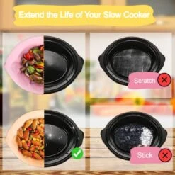 Silicone Slow Cooker Liners 2 Pack, Reusable Cooking Bags Fit For Crockpot & Hamilton Beach 6QT - 8QT, Slow Cooker Accessories For Oval & Round Pot, Pink & Yellow -Wilton Shop 51RZR5hw4eL