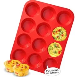 Silicone Muffin Pan - 12 Cups Regular Silicone Cupcake Pan, Non-stick Silicone Great For Making Muffin Cakes, Tart, Bread - BPA Free And Dishwasher Safe