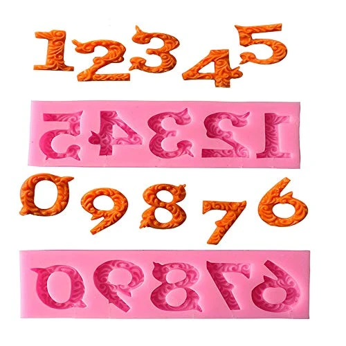 Silicone Number 0-9 3D Embossed Fondant Chocolate Mold With Stick Hole For Birthday Cake Decorating DIY Baking 4 Silicone Number 0-9 3D Embossed Fondant Chocolate Mold With Stick Hole For Birthday Cake Decorating DIY Baking - Image 2