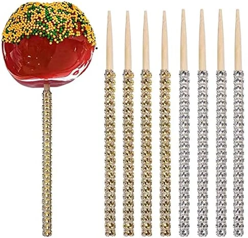 32Pcs Bling Candy Apple Sticks,6 Inches Caramel Bamboo Apple Sticks With Rhinestones Diamond,Fruit Treats Decorative Sticks For Dessert Table(Gold) 8 32Pcs Bling Candy Apple Sticks,6 Inches Caramel Bamboo Apple Sticks With Rhinestones Diamond,Fruit Treats Decorative Sticks For Dessert Table(Gold) - Image 6