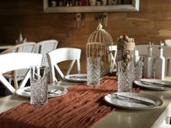 Table Runner 30x135 Inches Cheesecloth Tablecloth For Romantic Wedding Rustic Boho Style Natural Cotton Elegant Decor (Terracotta) -Wilton Shop 51SAfhh6FPL