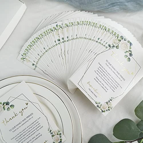 Wedding Thank You Place Setting Cards, 50 Pieces Place Cards For Table Setting, Table Place Cards For Wedding Favors, Receptions, Dinner Parties, Events And Celebrations (4 X 6 In, Floral) 5 Wedding Thank You Place Setting Cards, 50 Pieces Place Cards For Table Setting, Table Place Cards For Wedding Favors, Receptions, Dinner Parties, Events And Celebrations (4 X 6 In, Floral) - Image 3