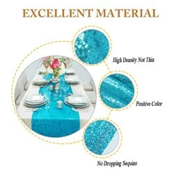 Turquoise Bridal Shower Decorations 14x108-Inch 21st Birthday Decorations Aqua Blue Sequin Table Runners 5pcs -0723S -Wilton Shop 51SFONvJc3L