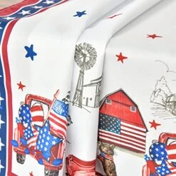 4th Of July Tablecloth 60x84 Inch, Patriotic Independence Day Memorial Day Red Truck Cat Table Cover For Party Picnic Dinner Decor -Wilton Shop 51SLDy6FfDL