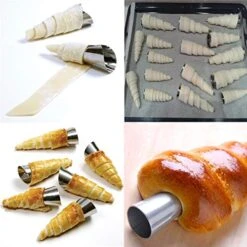 Cream Horn Molds, 21 Pcs Moulds Stainless Steel Cannoli Form Tubes Cream Roll Mold Screw Croissant Mold Cone Tubular Shaped Mold For Cannoli Tubes Croissant Baking Forms Mould With Cleaning Brush -Wilton Shop 51SLyCQHuFL