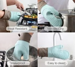 Oven Mitts And Pot Holders Sets, Silicone Oven Mitts Heat Resistant 600F, Oven Mitt Set Soft Lining Good Grip, Oven Gloves And Trivet Mats 4 Piece Set, Aqua Sky 18 Oven Mitts And Pot Holders Sets, Silicone Oven Mitts Heat Resistant 600F, Oven Mitt Set Soft Lining Good Grip, Oven Gloves And Trivet Mats 4 Piece Set, Aqua Sky -Wilton Shop 51SNsayroeL
