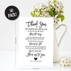 50 Wedding Thank You Place Setting Cards, Great For Adding To Your Table Centerpieces And Wedding Decorations For Receptions, Pack Of 50 Cards -Wilton Shop 51SParBdTXL