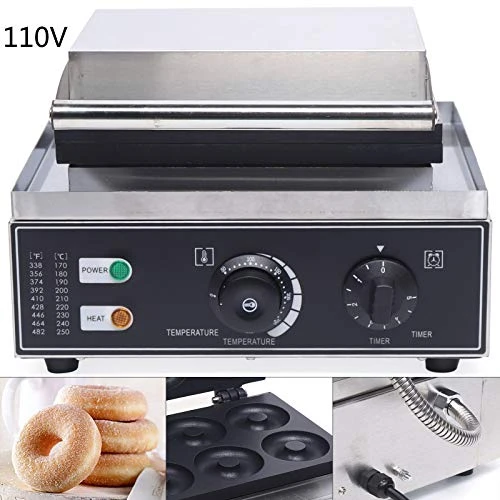 110V Commercial Waffle Donut Machine 6 Holes Double-Sided Heating 50-300℃,Non-stick Donut Maker Coating For Professional Kitchen 6 110V Commercial Waffle Donut Machine 6 Holes Double-Sided Heating 50-300℃,Non-stick Donut Maker Coating For Professional Kitchen - Image 4