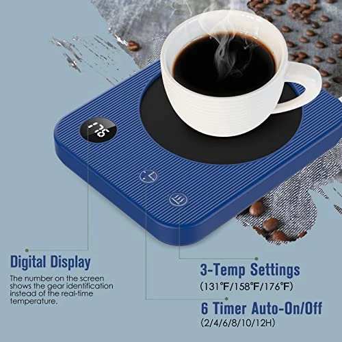 Mug Warmer For Desk With Auto ON/Off, Coffee Mug Warmer With 3 Temperature Settings, Coffee Warmer With Auto-Off Timer, Smart Coffee Cup Warmer With LED Display, Gift On Birthday, Thanksgiving, Etc 4 Mug Warmer For Desk With Auto ON/Off, Coffee Mug Warmer With 3 Temperature Settings, Coffee Warmer With Auto-Off Timer, Smart Coffee Cup Warmer With LED Display, Gift On Birthday, Thanksgiving, Etc - Image 2