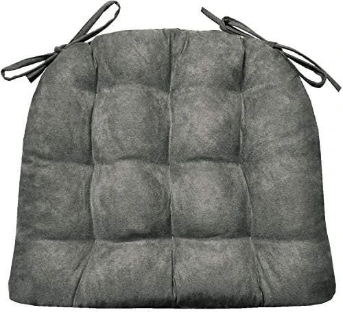 Yden Grey Dining Chair Pad With Ties - Size Standard - Reversible, Latex Foam Fill Cushion, Machine Washable, Linen Look (Pewter - XL) 7 Yden Grey Dining Chair Pad With Ties - Size Standard - Reversible, Latex Foam Fill Cushion, Machine Washable, Linen Look (Pewter - XL) - Image 5