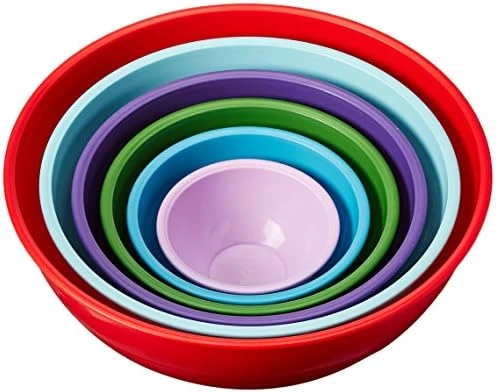 Gourmet Home Products Nested Polypropylene Mixing Bowl Set, 6 Piece ,Red 4 Gourmet Home Products Nested Polypropylene Mixing Bowl Set, 6 Piece ,Red - Image 2