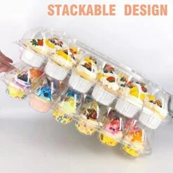 BPA FREE Plastic Disposable Stackable Standard 24 Cupcake Holder Carrier - Clear Tall Dome For Tall Frosting Decoration - Valentine's Day Cupcakes, Travel Holder, Regular Muffins - Set Of 10 -Wilton Shop 51ScvRscgoL
