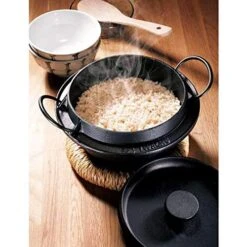 , Traditional Japanese Cast Iron Gohan Nabe Rice Cooker Iwachu Nambu Cast Iron Induction Cookware Made In Japan, 3 Go -Wilton Shop 51SfGONKnCL