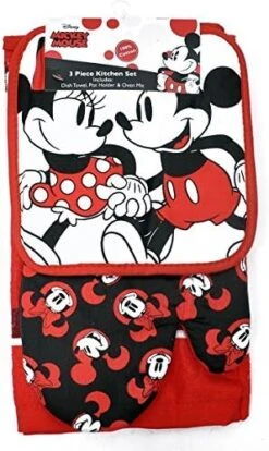 Disney Oven Mitt Pot Holder & Dish Towel 3 Pc Kitchen Set (Mickey Minnie Red) -Wilton Shop 51Shcp ZjsL. AC