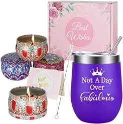 INFIJYON Birthday Gifts For Women, Christmas New Year Spa Gifts Basket Scented Candles, Unique Relaxing Gift For Mom, Wife, Besties, Sister, Daughter, Girl Friend, Her,Green -Wilton Shop 51SjD ogIL. AC