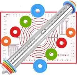 17 Inch Adjustable Rolling Pin Stainless Steel With Thickness Rings，Baking Supplies And Tools For Making Pizza, Cookies, Fudge, Cakes, Pasta And More，Non-Stick Dough Roller -Wilton Shop 51SmBT0eGpL. AC