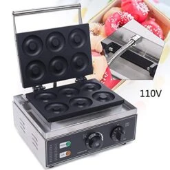 110V Commercial Waffle Donut Machine 6 Holes Double-Sided Heating 50-300℃,Non-stick Donut Maker Coating For Professional Kitchen 10 110V Commercial Waffle Donut Machine 6 Holes Double-Sided Heating 50-300℃,Non-stick Donut Maker Coating For Professional Kitchen -Wilton Shop 51SrDu8omsL 2