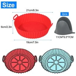 2 Pieces Air Fryer Silicone Baking Tray, Air Fryer Silicone Pot With Anti-scalding Hand Clip, Air Fryer Liners Reusable, For Air Fryer Accessories, Microwave, Oven -Wilton Shop 51Sxfj3CW6L