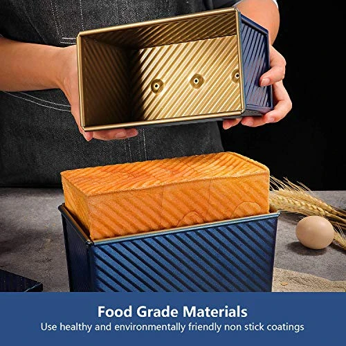 Pullman Loaf Pan With Lid Bread Mold Toast Box With Cover For Baking Non Stick Gold Blue Aluminum Alloy,Bread Tin For Homemade Cakes, Breads And Meatloaf… (Blue) 7 Pullman Loaf Pan With Lid Bread Mold Toast Box With Cover For Baking Non Stick Gold Blue Aluminum Alloy,Bread Tin For Homemade Cakes, Breads And Meatloaf… (Blue) - Image 5