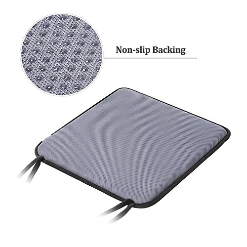 Dining Chair Pads,2 Pack Non Slip Memory Foam Kitchen Chair Cushions Pads With Ties And Gripper Backing (16" Square,Velvet Black) 6 Dining Chair Pads,2 Pack Non Slip Memory Foam Kitchen Chair Cushions Pads With Ties And Gripper Backing (16" Square,Velvet Black) - Image 4