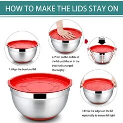 Mixing Bowls With Lids, Set Of 6, Stainless Steel Nesting Mixing Bowls & Fitting Lids & Non-Slip Silicone Bottom, Ideal For Mixing, Storing, Food Preparation 17 Mixing Bowls With Lids, Set Of 6, Stainless Steel Nesting Mixing Bowls & Fitting Lids & Non-Slip Silicone Bottom, Ideal For Mixing, Storing, Food Preparation -Wilton Shop 51T3TfJ5w8S