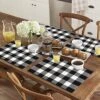 KIMODE Cotton Buffalo Plaid Placemats Set Of 4, 13" X 19" Farmhouse Black/White Hand-Woven Checkered Heat Resistant Kitchen Table Mats, Dinning Table Linen Machine Washable Minimalist Home Decorative -Wilton Shop 51T42l0nUsL