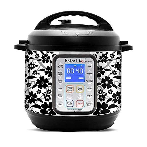 KRAFT'D Wrap For Instant Pot Smart Wifi 6 Quart | Fits InstaPot SmartWifi 6QT | White Black Flowers Floral Print 3 KRAFT'D Wrap For Instant Pot Smart Wifi 6 Quart | Fits InstaPot SmartWifi 6QT | White Black Flowers Floral Print