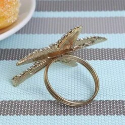 Crystal Starfish Napkin Rings - Set Of 6 Rhinestone Ocean Coastal Nautical Napkin Ring Holders For Wedding Party, Beach Theme Dining Table Decoration Accessories -Wilton Shop 51T8SYTXX3L