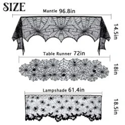 41PCS Halloween Decorations Indoor - Halloween Spider Web Lace Mantel Scarf, Table Covers And Lampshade, Halloween Creepy Cloth, 3D Bats And Black Roses For Halloween Decor -Wilton Shop 51TBjvR9alL